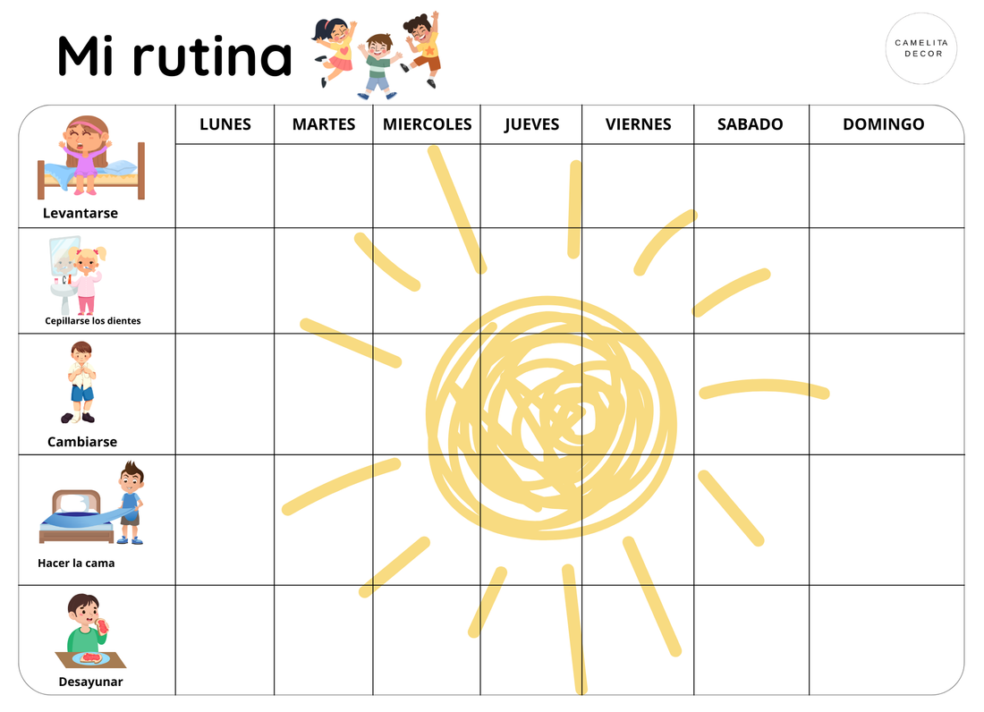Imprimible de Rutina para niños
