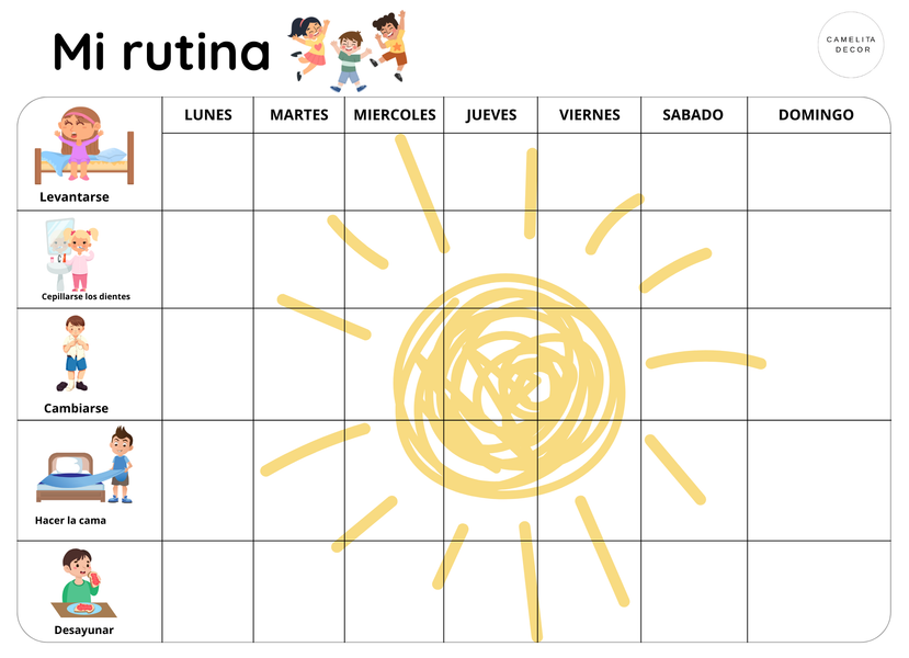 Imprimible de Rutina para niños