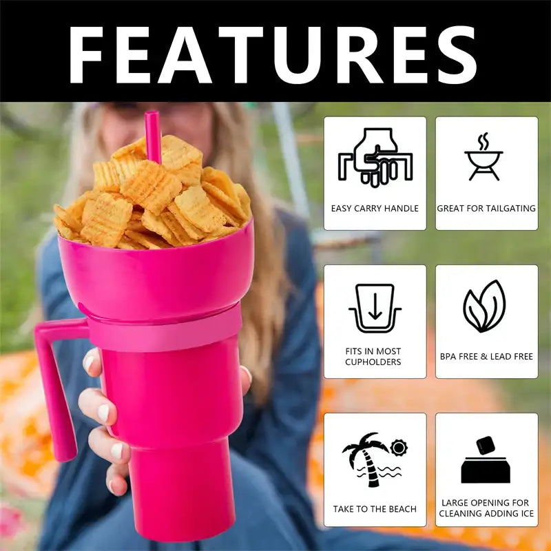 Taza 2 en 1 con Compartimento para Snacks y Sorbete