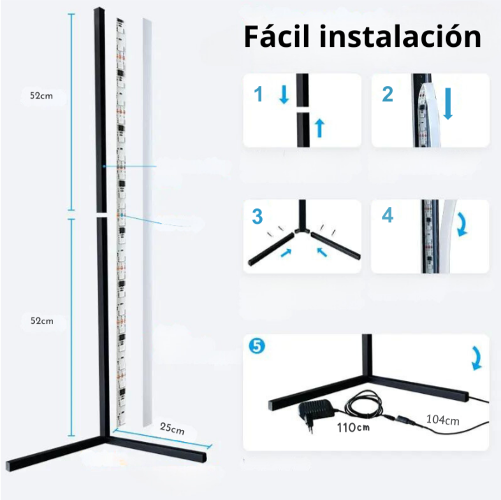 Lámpara de pie de esquina RGB