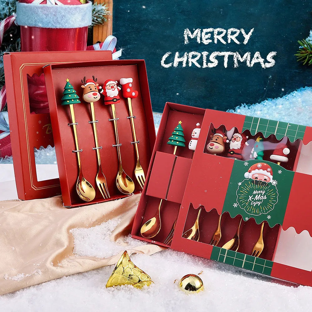 Juego de Cubiertos de Postre Navideños