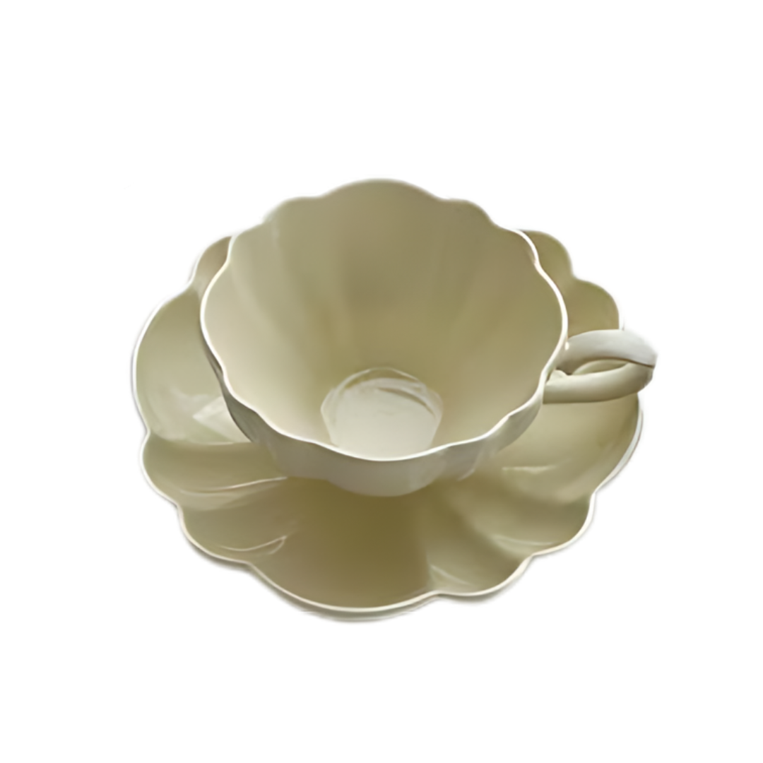 Conjunto Taza y Platillo de café Flor de Lotus vintage