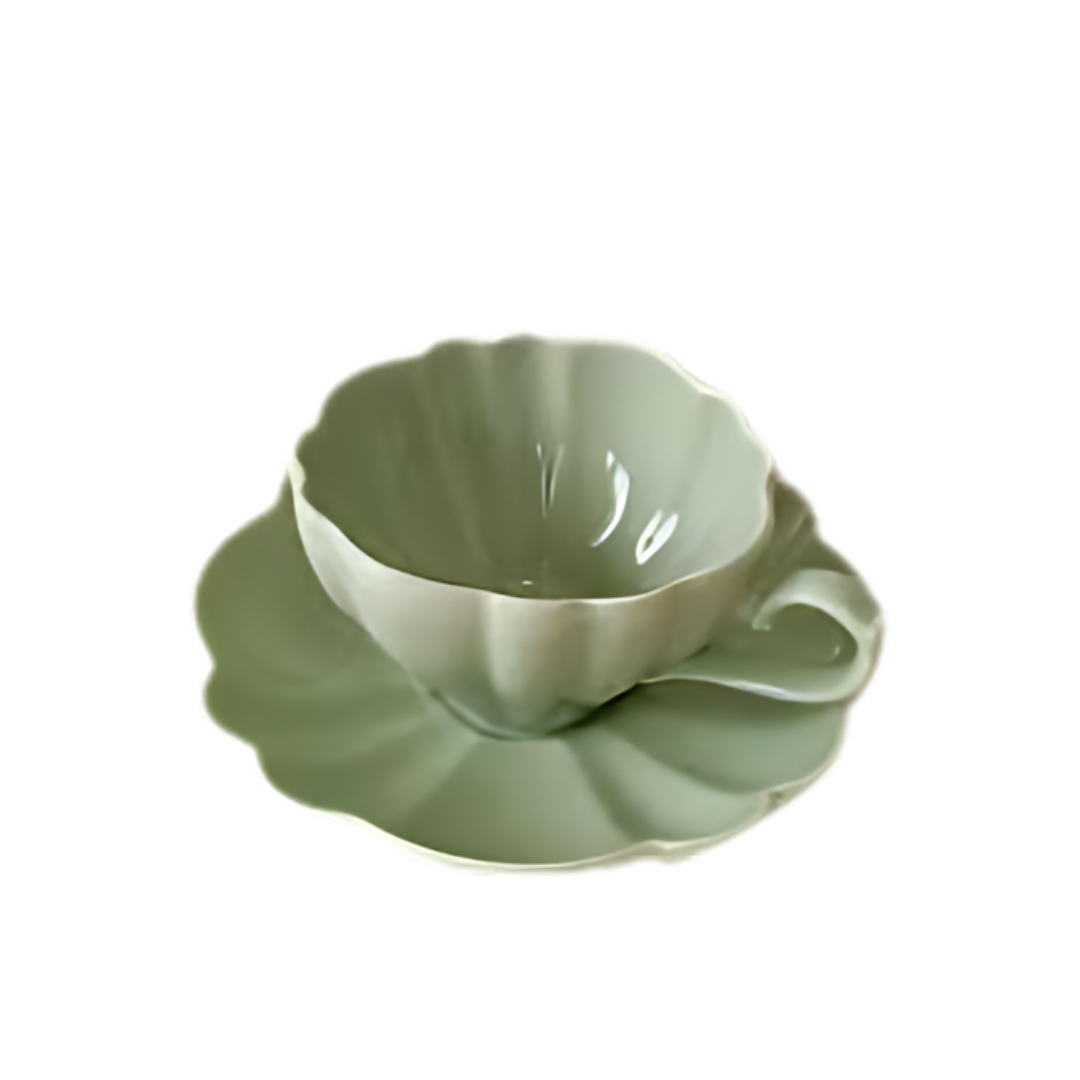 Conjunto Taza y Platillo de café Flor de Lotus vintage