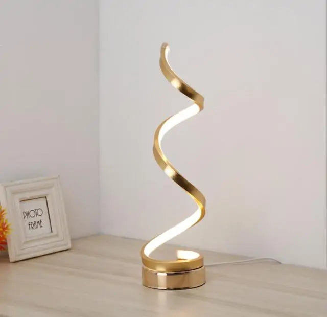 Lámpara de Mesa Curvada con LED Espiral