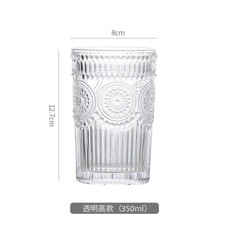 Vasos de Vidrio con Diseño de Girasol Vintage