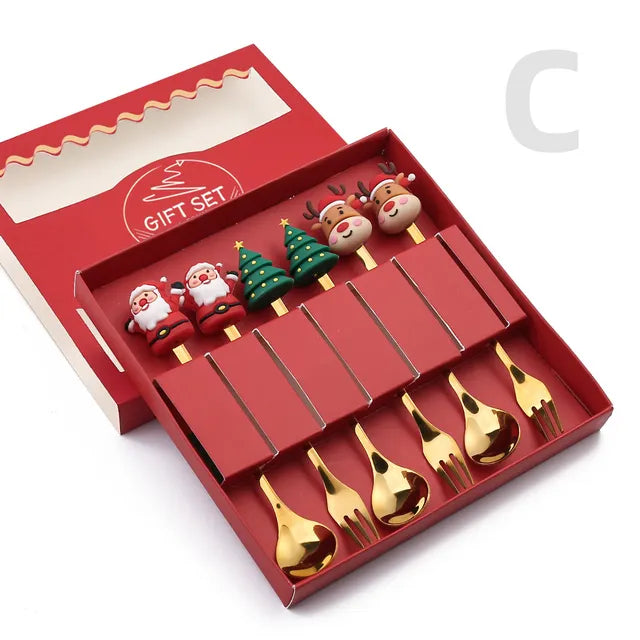 Juego de Cubiertos de Postre Navideños