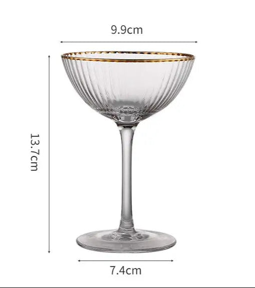Copa de Cóctel con Borde Dorado de Cristal