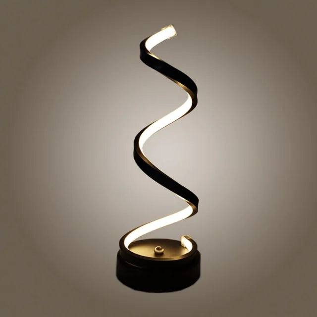Lámpara de Mesa Curvada con LED Espiral