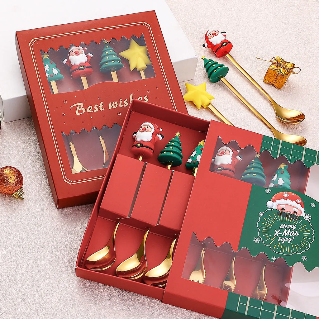 Juego de Cubiertos de Postre Navideños