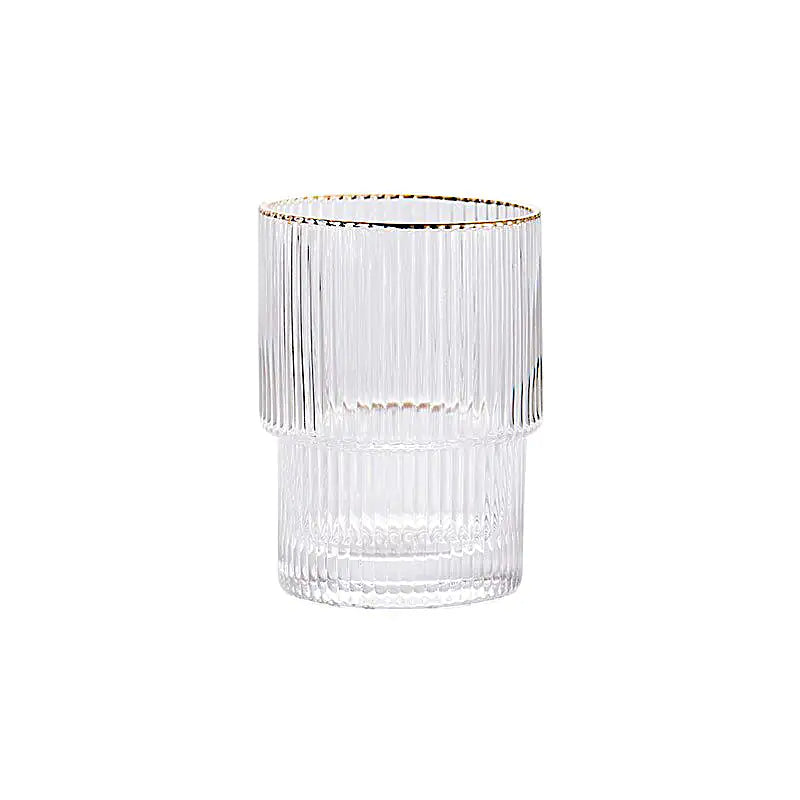 Vaso apilable con borde dorado ondulado