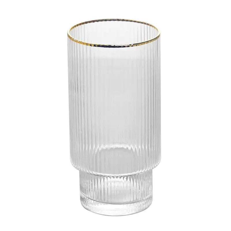 Vaso apilable con borde dorado ondulado