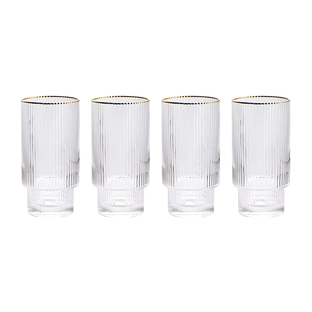 Vaso apilable con borde dorado ondulado
