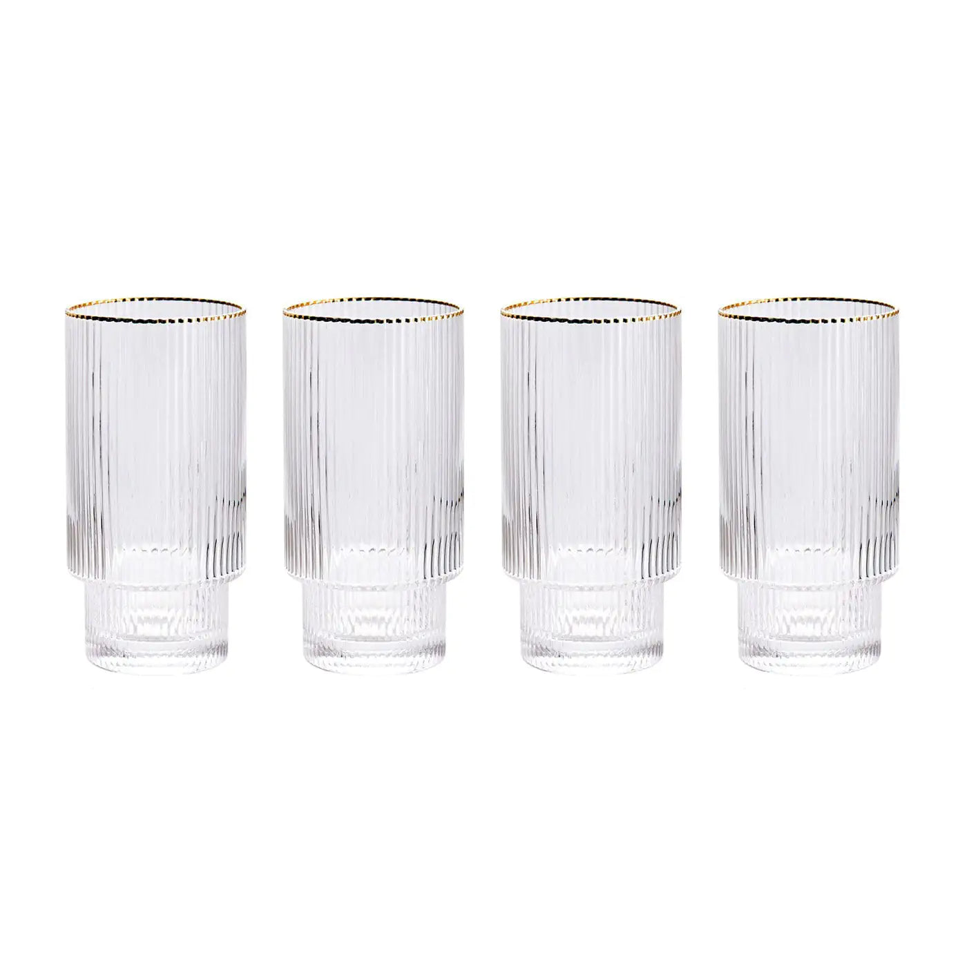 Vaso apilable con borde dorado ondulado