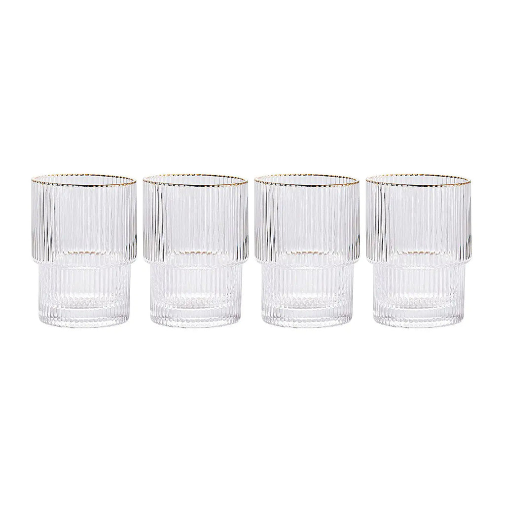 Vaso apilable con borde dorado ondulado