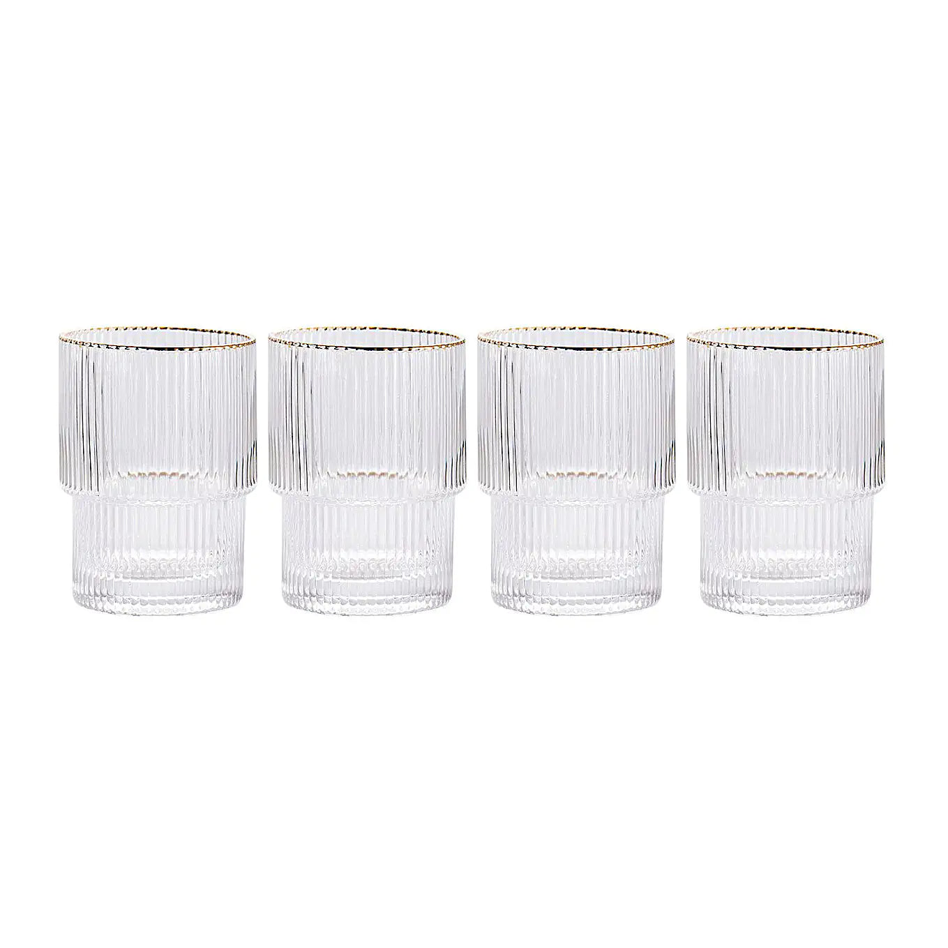 Vaso apilable con borde dorado ondulado