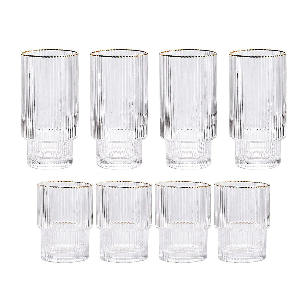 Vaso apilable con borde dorado ondulado