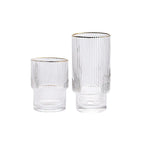 Vaso apilable con borde dorado ondulado