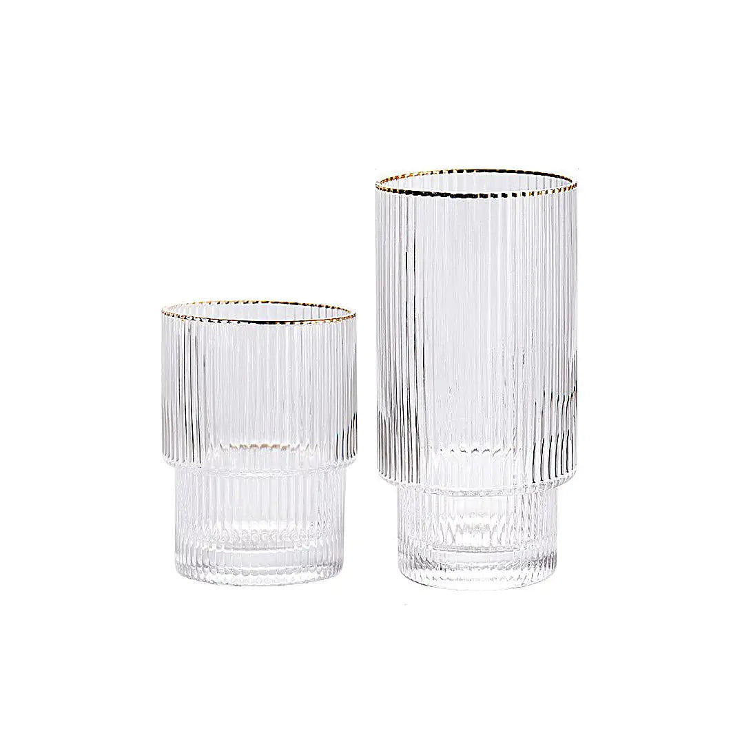 Vaso apilable con borde dorado ondulado