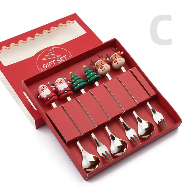 Juego de Cubiertos de Postre Navideños