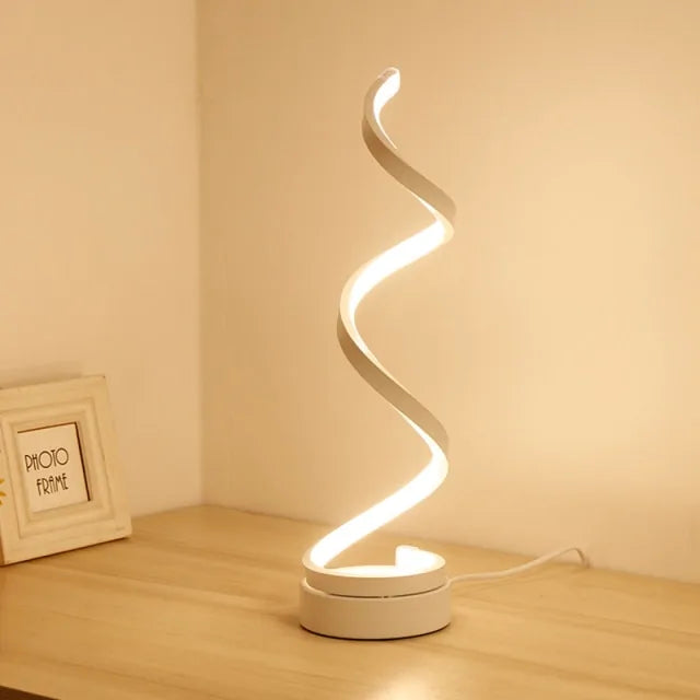 Lámpara de Mesa Curvada con LED Espiral