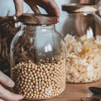 Tarro de vidrio de gran capacidad con tapa de madera