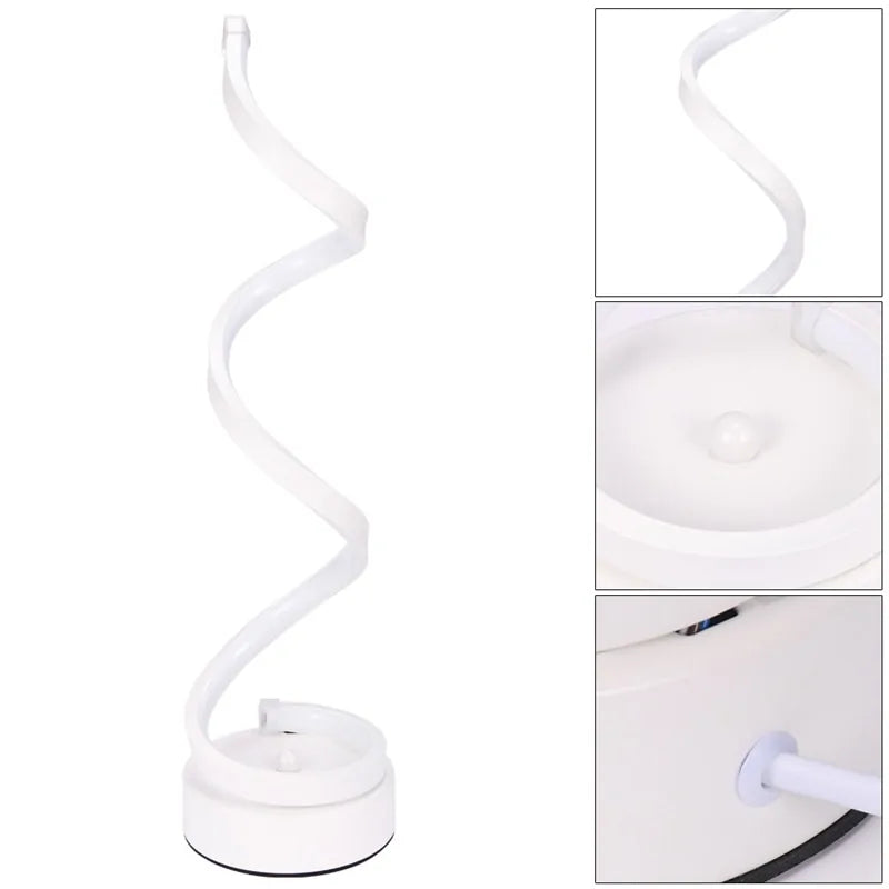 Lámpara de Mesa Curvada con LED Espiral