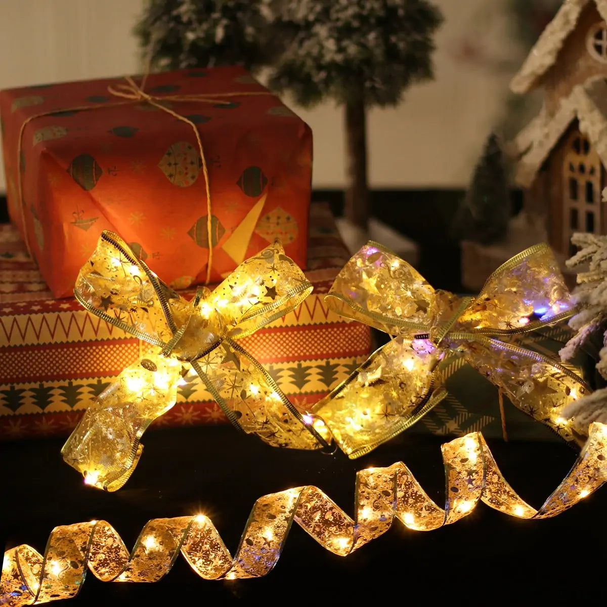Guirnaldas de luces navideñas de cinta