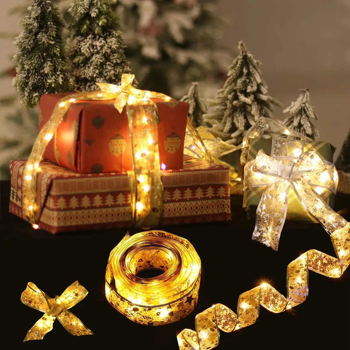 Guirnaldas de luces navideñas de cinta