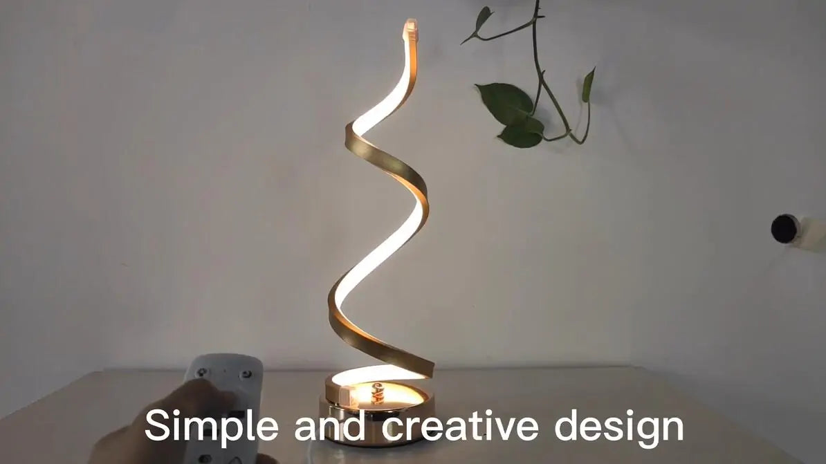 Lámpara de Mesa Curvada con LED Espiral