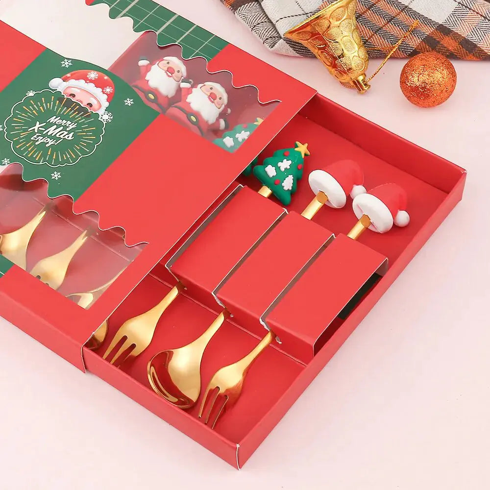 Juego de Cubiertos de Postre Navideños