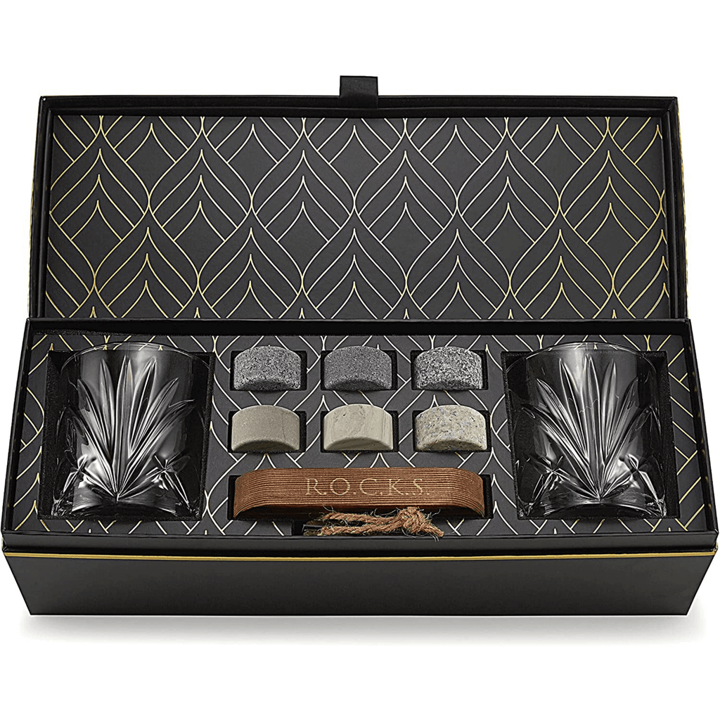 Set del Connoisseur - Edición de Piedras para Whiskey y Vaso de Cristal
