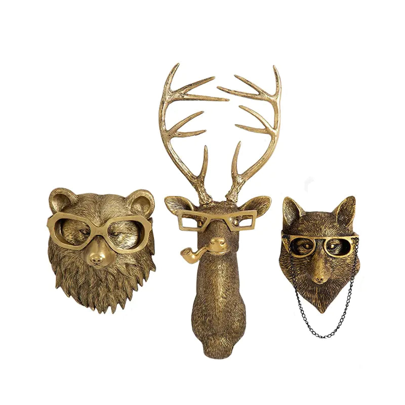 Figuras decorativas de pared de animales Vintage