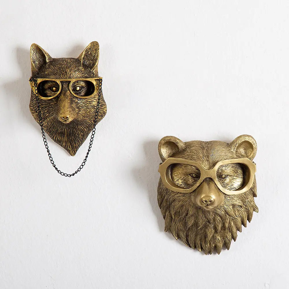 Figuras decorativas de pared de animales Vintage